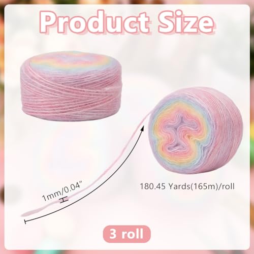 3 Skeins 541 Yard Wool Yarn Cake Mohair Wool Acrylic Fuzzy Hand Spun Yarns Soft Mohair Knitting Fuzzy Yarn for Knitting and Crocheting DIY Hats Scarves Sweaters Blankets Scarves Shawls - color: Mixed