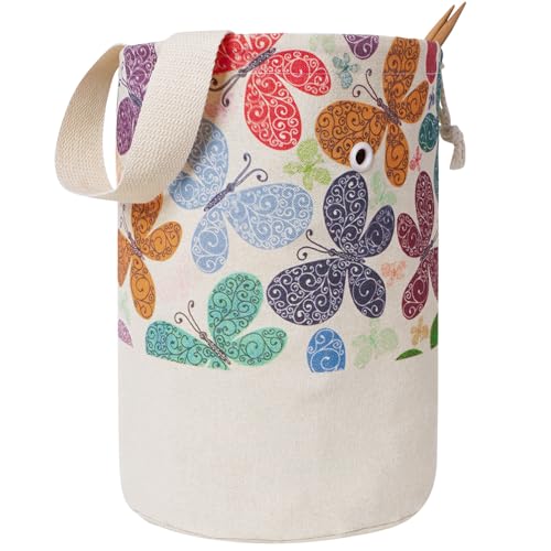 TOGETRUE Yarn Bag, Knitting Crochet Bag, Portable Yarn Storage Bags Organizer for Crocheting Project, Store Skein Ball, Short Knitting Needle (Medium, Butterfly) - color: Butterfly, size: Medium