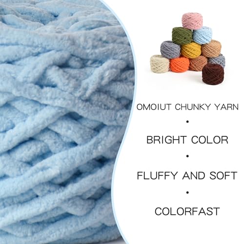 3 Pack Pack Plush Chenille Chunky Yarn 100g (49.2yd) - Fluffy Velvet Yarn Crochet for Blanket Knitting and Crocheting - Baby Yarns for Crocheting Soft - Amigurumi Yarns (Lake Blue) - color: 3 Lake Blue