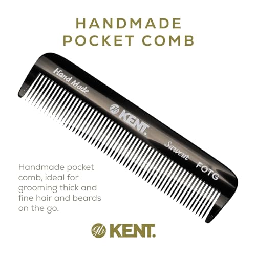 Kent FOT Black Graphite Fine Tooth Comb for Men - Handmade Pocket Comb for Travel, Styling, Fine or Thinning Hair, Mustache and Beard Care Handpolished Saw-Cut Made in England - color: Graphite, size: 1 Pack