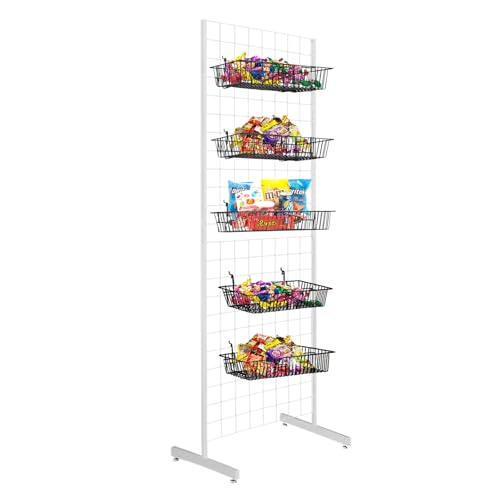 6' x 2' Grid Panel Tower with T Base and Footbeds, White Finish - color: White