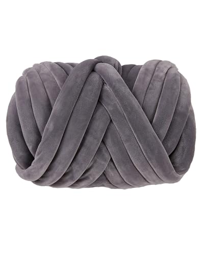 Velvet Chunky Yarn Bulky Giant Arm Knitting Yarn, Super Soft Tubular Weight Jumbo Ya rn,DIY Crochet Hand Knitting Thick Yar n for Blanket,Pet Bed, Rugs Pillow,Handbag(2.2lb-Dark Gray) - color: Dark Gray, size: 2.2lb