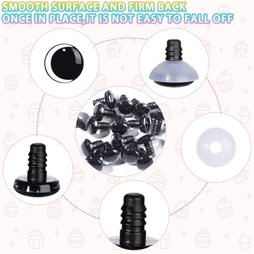 MUCUNNIA 100PCS 16mm Moon Safety Eyes for Crocheting with Washers Clear Safety Eyes for Amigurumi 3D Moon Crochet Eyes Doll Eyes for Animals Teddy Bear Crochet Toy Christmas Decorations - size: 16mm