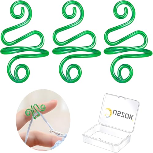 Crochet Tension Rings for Women Adjustable Crochet Hooks Ring - color: Green
