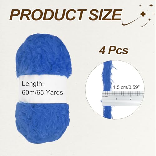 PATIKIL 65 Yards Soft Chunky Fluffy Fuzzy Faux Fur Yarn, 4 Skeins Chunky Fuzzy Yarn Fur Polyester for Crochet Knitting Blankets Scarves Sweaters Hat Shawls, Sea Blue - color: Sea Blue