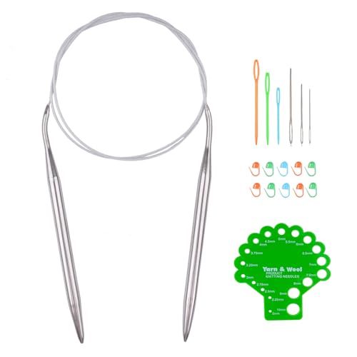 Hobekoee Circular Knitting Needle 40 inch (100cm),Size US 11 (8.0mm) Round Stainless Steel Knitting Needles for Smoothly Knit Blanket,Sweater,Coaster,Socks - size: US 11(8mm)