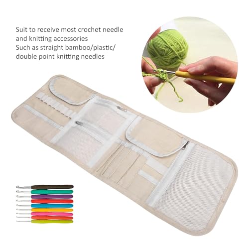 Pssopp Knitting Needles Holder Case Rolling Organizer Knitting Needle Storage Zipper Bag for Straight and Circular Knitting Needles Accessories(Owl)
