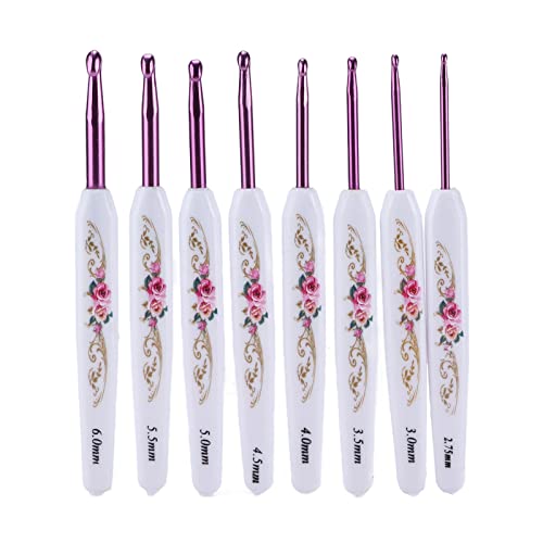 Crochet Hooks Set, 16 PCS Ergonomic Crochet Hooks Set Metal Crochet Hook Set Crochet Hooks Kit with Case Hand Knitting Yarn (Roseate) - color: Roseate
