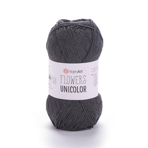 YarnArt Flowers Unicolor – 55% Cotton, 45% Acrylic – Fingering Weight Yarn – 50g (1.76 oz), 218 yds – Ideal for Knitting & Crochet – Soft, Solid Color Skein for Summer Projects (5, 745)