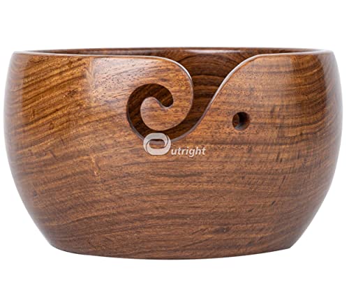Outright Wooden Yarn Ball Winder Large Capacity Complete Set of Crocheting and Knitting - Yarn Bowl, Crochet Hooks Set of 15, Yarn Winder and Swift - color: Rosewood, size: Complete Knitting Set
