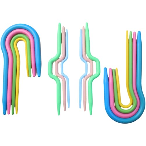 FDXGYH 14pcs U Shape Multicolor Bent Cable Stitch Holder Needles Plastic Twist Curved Hand Knit Knitting Needles - size: U Shape