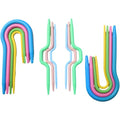 FDXGYH 14pcs U Shape Multicolor Bent Cable Stitch Holder Needles Plastic Twist Curved Hand Knit Knitting Needles - size: U Shape