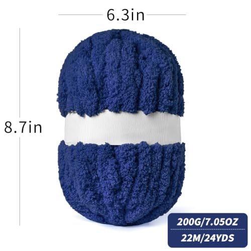 10 Pack Navy Blue Fuzzy Chunky Yarn for Hand Knitting, Bulky Thick Fluffy Chenille Yarn for Crocheting, 240yds/70.5oz Jumbo Crochet Yarns, Soft Chunky Knit Blanket Yarns for Crochet - color: 10 Navy Blue