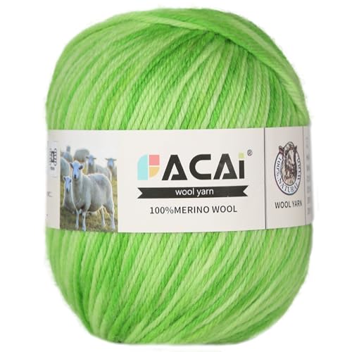 Facai Merino Wool Yarn Sock Yarn - 100% Pure Merino Wool Roving for Knitting, 1-Ball Set, 3.5oz (240 Yards), Worsted Weight (1, Greener Ombré) - color: Greener Ombré