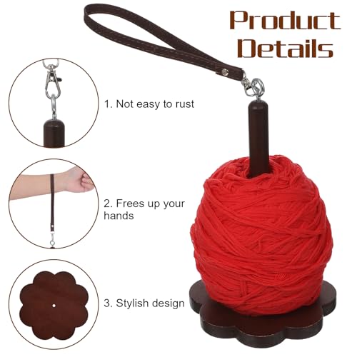 Molain Wrist Yarn Holder, Yarn Ball Minder Stand with Crossbody Strap | Portable, Wooden Twizzling Yarn Organizer, Crochet Accessories for Crocheting, Knitting Supplies Gift for Crafters