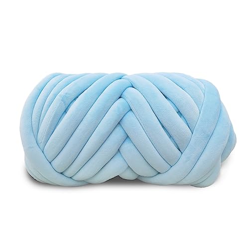 Velvet Chunky Yarn Bulky Giant Arm Knitting Yarn, Super Soft Tubular Weight Jumbo Y arn,DIY Crochet Hand Knitting Thick Yar n for Blanket,Pet Bed, Rugs Pillow,Handbag(2.2lb-Light Blue) - color: Light Blue, size: 2.2lb