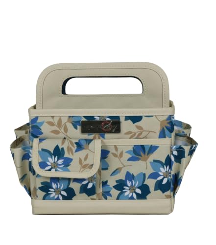 Everything Mary Desktop Tote Organizer – Tan Floral Craft Bag – Portable Storage for Art Supplies, Sewing, Scrapbooking, DIY Tools & Creative Project Organization - color: Tan Floral