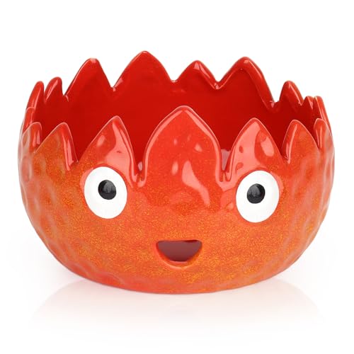 Katech Flame Yarn Bowl for Crocheting-Cute Handmade Ceramic Yarn Bowls | Crochet Bowls Knitting Bowls-Ideal & Unique Crochet Gifts for Crocheters Knitter - color: Red