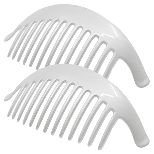 Camila Paris CP3017 French Hair Side Combs, White Pearl Interlocking Combs French Twist Hair Combs, Strong Hold Hair Clips for Women Bun Chignon Up-Do, Styling Girls Hair Accessories, Made in France - color: White Pearl
