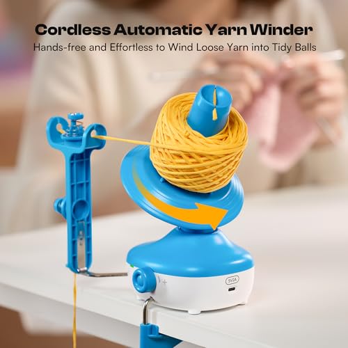 Caydo A1 Pro Cordless Electric Yarn Winder for Effortless Yarn Organization | Rechargeable 2H Running Time, Automatic Wool Cake Winding, Wireless Spinner for Crocheting, Must-Have Tool for Craft Lovers - color: Blue Cordless