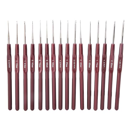 16 Sizes Crochet Hooks Set, Knitting Needles with Plastic Handle, Stainless Steel for Moms, Kids, Girls, College Students and Beginners, Lightweight Comfortable Ergonomic Metal nan Sewing Embroidery