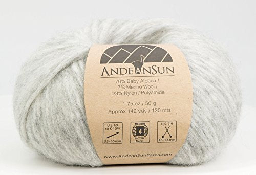 (Set of 3) Baby Alpaca Merino Wool Yarn [426 Yards Total] Light Grey, #4 Worsted - color: Light Grey