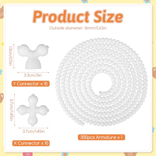 EupHHonycs 320 Pcs Doll Armature Set with X Y Connectors 16mm Doll Skeleton | Flexible Plastic Ball Socket Joints for Animal Bear DIY Crafts