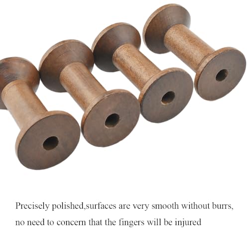HAHIYO 2.36Inch/6cm 4PCs Light Brown Color Wood Spool - Natural Unfinished Wooden Thread Spools for Textile Wire Weaving Ribbon Crafts DIY Art Education Smooth Rotatable Bobbins - color: Light Brown, size: 2.36Inch-4P