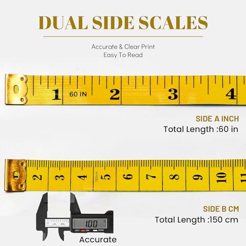 Tape Measure Soft Seamstress Cloth Tailor Body Measuring Tape for Sewing | Fabric Body Measuring Tape Yellow Tape Measure Seamstress Tape Measurement 60-inch Craft Vinyl Tailor Ruler for Weight Loss