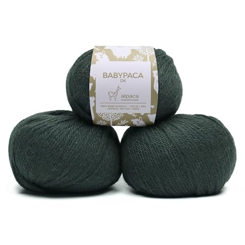 100% Baby Alpaca Yarn 3 Skeins 150g DK Weight Knitting Crochet F. Green | Made in Peru with natural warmth and softness featuring 327yd of premium fiber ideal for scarves shawls sweaters and more - color: Forest Green, size: DK