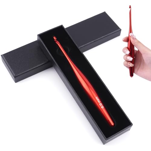 BsHooker 5mm Inline Crochet Hook Ergonomic Aluminum Crochet Hook with Case | Crochet Needles for Arthritic Hands,Crcohet Gift for Beginner - size: 5mm