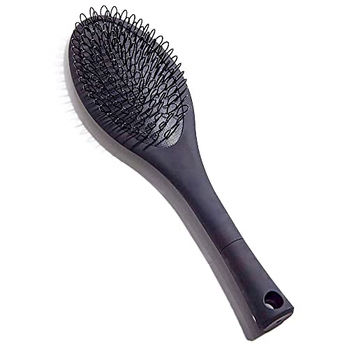 The Hair Shop Black Loop Brush - Salon Professional Grade with Matted Black and Ergonomic Design - Safe Detangler Tool for 100% Remy Human and Synthetic Hair Extensions and Wigs - color: Black