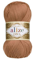 Alize Diva Silk Effect 100% Microfiber Acrylic Yarn 1 Ball/Skein 100gr 383yds Color (261 - Red Brown) - color: 261 - Red Brown