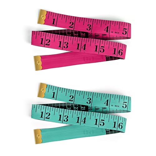 2Pcs 60-Inch Length and 2CM Width Soft Tape Measure, Fabric Sewing Measurement, Tailors Double Flexible Rulers, Body Measuring Tape, Body Shape, Managing Weight Measurement (Green and Pink) - color: A2-Green/Pink