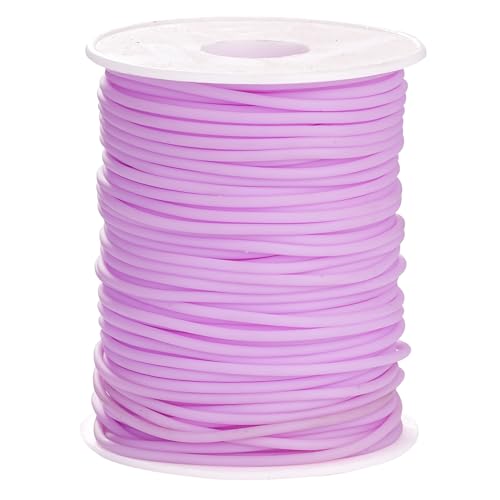 Knitting Barber Cords 54 Yards 2mm Light Purple Rubber Tube with 1mm Hole | Stitch Keeping Cords for Knitting Projects Hollow Pipe Rubber Tube Cord for Jewelry Making Bead Creations - color: Light Purple