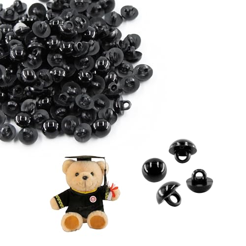150PCS 0.35Inch Black DIY Mushroom Eyes Button, Round Plastic Safety Eyes Button Sewing Craft Eyes for Bear Crochet Puppet Plush Stuffed Animals Doll Making - size: 0.35inch/9mm
