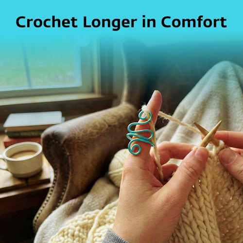 Crochet Tension Ring, Adjustable Crochet Ring for Finger, Works to Loop Yarn, Crochet Accessories, Crochet Supplies, Crochet Hooks, Gift, Resizeable, 1 Count (Sky Blue) - color: Sky Blue