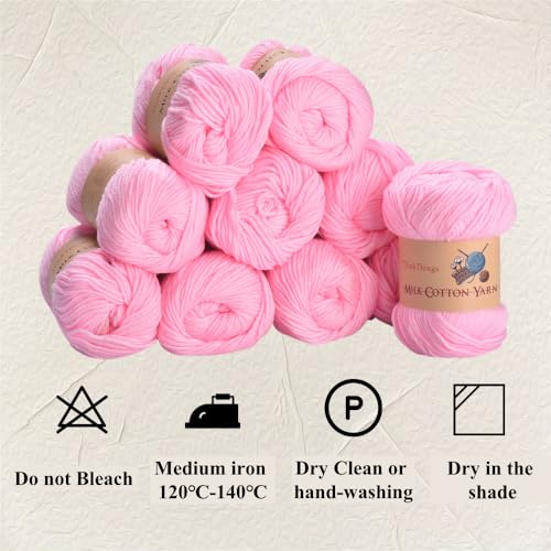 Acrylic Yarn for Crocheting Bulk, DIY Knitting Light Pink Yarns Large 10Balls Pack 17.6oz, Weaving Knit Tool Pink Crocheted for Beginners - color: light pink