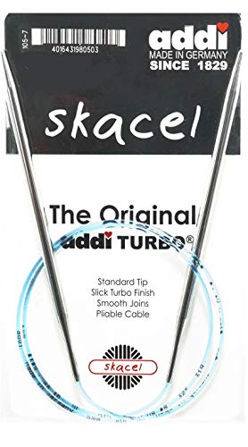 addi Skacel Turbo Original 60 Inch US 1 (2.5mm) Circular Knitting Needles | Ultra-Slick Finish, Slightly Blunt Tip, Memory-Free Blue Cords, Seamless & Snag-Free Joins, 10 Stitch Markers - size: US 01 (2.5mm), 60 in. (150cm)