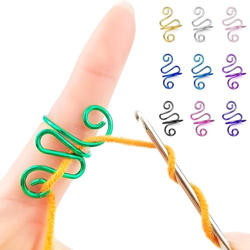 Crochet Tension Rings for Women Adjustable Crochet Hooks Ring - color: Green