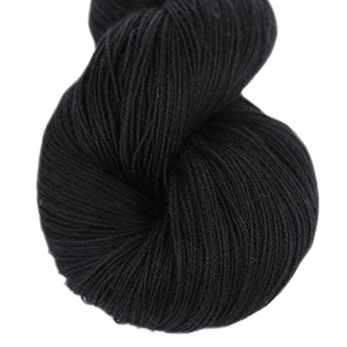 Lotus Yarns Lace Weight 1 Skein Cashmere Knitting Yarn Comfortable Soft Crochet Yarn Great for Baby Garments, Scarves, Hats, and Craft Projects (18-Black) - color: 18-Black