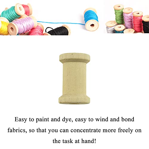 HAHIYO 1Inch 50PCs Natural Wood Spool Unfinished Wooden Empty Thread Spool Smooth Wire Weaving Bobbin Textile Bobbin Wooden Rotatable Spool for Crafts DIY Art Education - color: Wood Color, size: 1Inch-50P