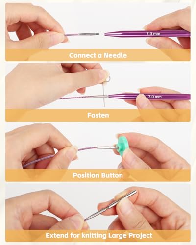 Aeelike Interchangeable Knitting Circular Needles 3-10.0mm, Purple Heart | Aluminum Interchangeable Knitting Needles with 4 Cables, Smooth Complete Needles Set for Socks Blankets Sweaters, Ideal Gift - color: Purple Heart