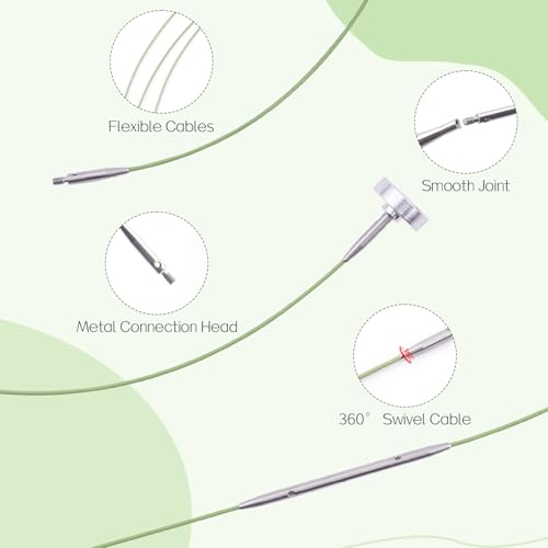 BsHooker Interchangeable Cables for Circular Knitting Needles 23.6 Inch | 360°Swivel Flexible Knitting Needles Cable - size: 24inch