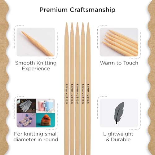 Knitter’s Pride Bamboo Luxe Double-Point Needle 8""(20cm) - US 10.5(6.5mm) - size: 6.50mm