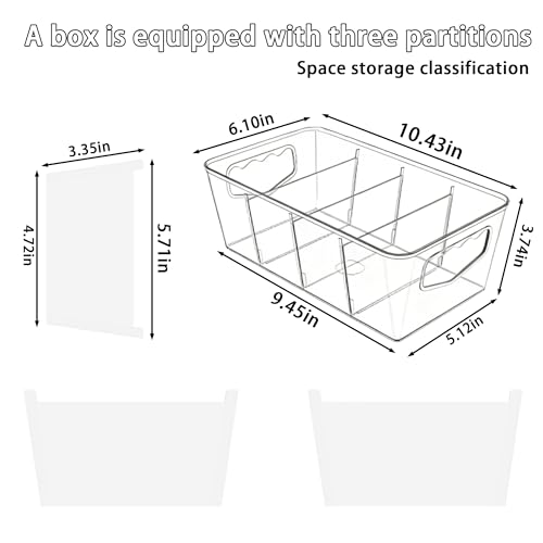 SPACELEAD 10 Pack Ultimate Clear Organizer Bins with Removable Dividers | The complete house organization solution for large families.Categorize everything from laundry supplies to pantry bulk items.