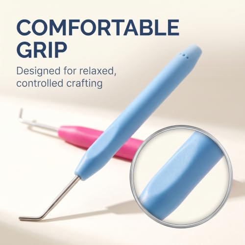 2 Pcs Knitting Loom Hook Crochet Hook for Knifty Loom Hook Tool with Handle Knitting Sewing Tools Durable and Fashion Knitting Looms and Boards (Pink and Blue)