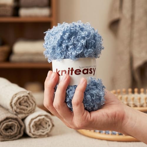 Teddy Fur Curly Yarn, 3 Skeins (150g/5.3oz Total, 15mm Thick), Chunky Faux Fur Eyelash Yarn, Super Soft Fluffy Yarn for Doll Hair Weaving, Crochet, Knitting, Amigurumi (Light Blue) - color: Light Blue