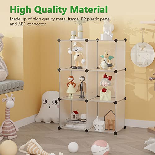 C&AHOME 6-Cube Storage Organizer Cube Shelf Closet Storage Bookcase, White | Stackable Cubby Storage, Bookshelf, Portable Plastic Storage Closet Organizer, DIY Modular Shelving Units for Home, Wardrobe - color: Translucent White