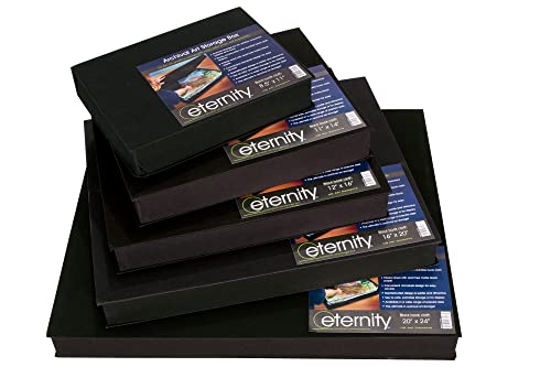 HG Art Concepts Art Photo Storage Box Eternity Archival Clamshell Box for Storing Artwork, Photos & Documents Deluxe Acid-Free Sturdy & Lined with Archival Paper - [Black - 13" x 19"] - size: 13" x 19"